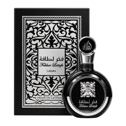 Frasco y caja de Fakhar Black de Lattafa