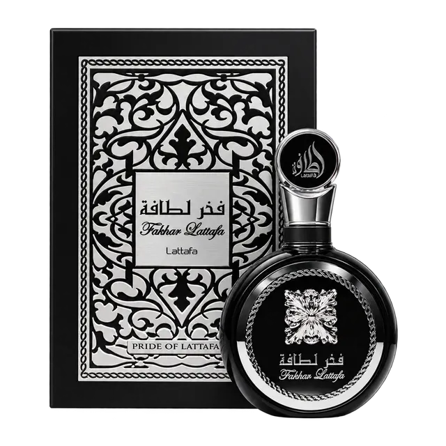 Frasco y caja de Fakhar Black de Lattafa