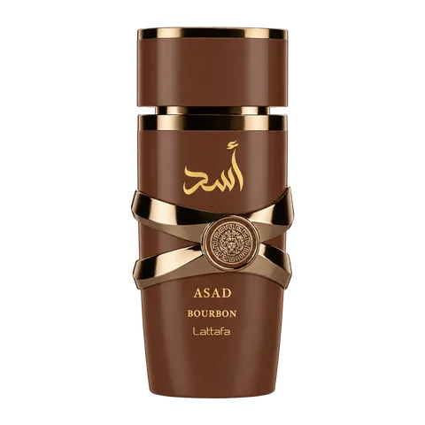 Frasco y caja de Asad Bourbon de Lattafa